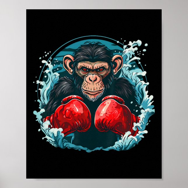 Boxarapa ihop med boxningshandsktar Kickboxning Ro Poster (Framsidan)