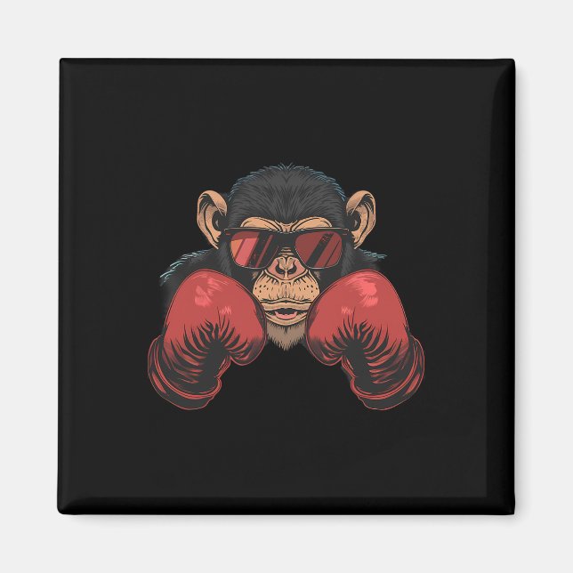 Boxarapa med boxningshandskor kickboxning Roligt B Magnet (Framsidan)