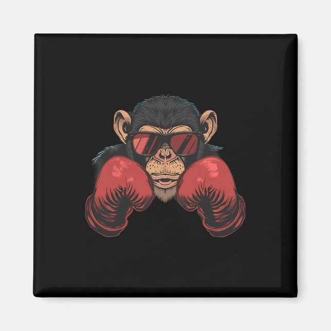 Boxarapa med boxningshandskor kickboxning Roligt B Magnet (Framsidan)