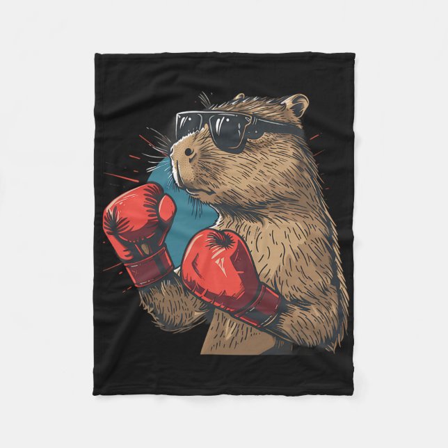 Boxare Capyra Med Boxningshandskor Kickboxning Rol Fleecefilt (Framsidan)