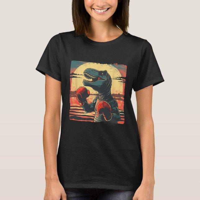 Boxare Dinosaurie Boxning Dino Kickboxning T-rex B T Shirt (Framsida)