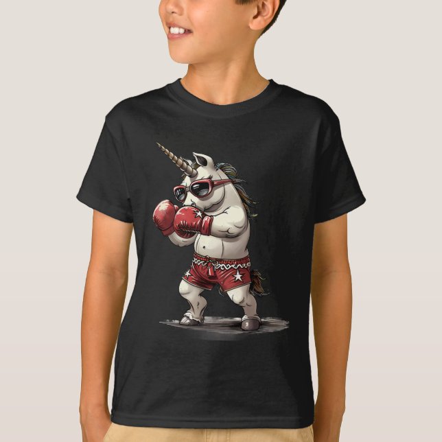 Boxare Enhörning Med Boxningshandskor Kickboxning  T Shirt (Framsida)