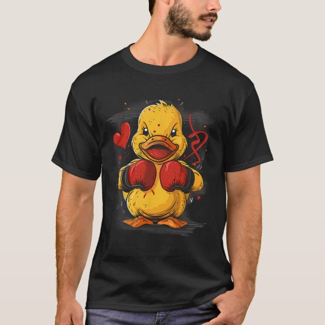 Boxare Gummi Anka Med Boxnings Handskor Kickboxnin T Shirt (Framsida)