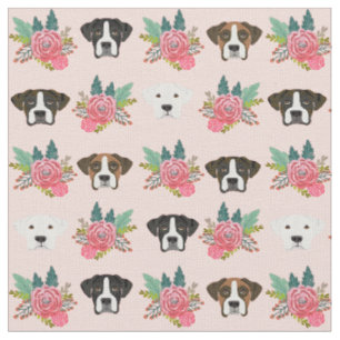 boxare hund ansikte pastel rosa blommigt tyg
