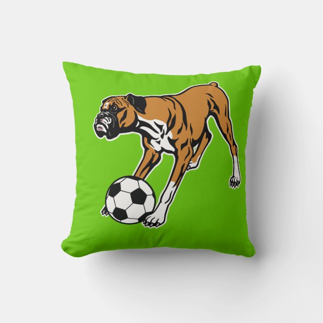 boxare-hund med fotboll kudde (Framsida)