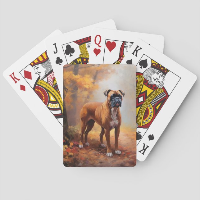Boxare i höstlöv faller inspirerar casinokort (Baksidan)