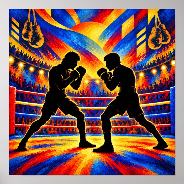 Boxare i stridssilhuett poster (Framsidan)