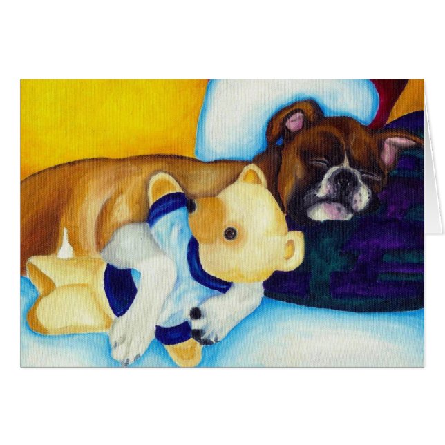 Boxare & nalle hälsningskort (Framsidan Horizontal)