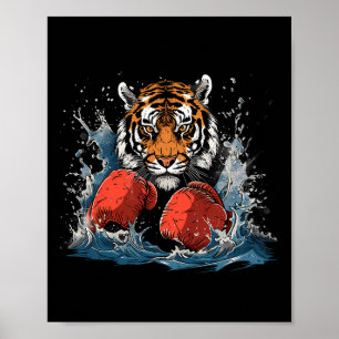 Boxare Tiger med boxningshandskor Kickboxning Roli Poster