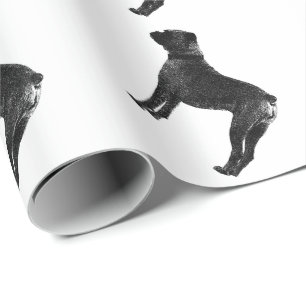 Boxarehund som slår in papper presentpapper
