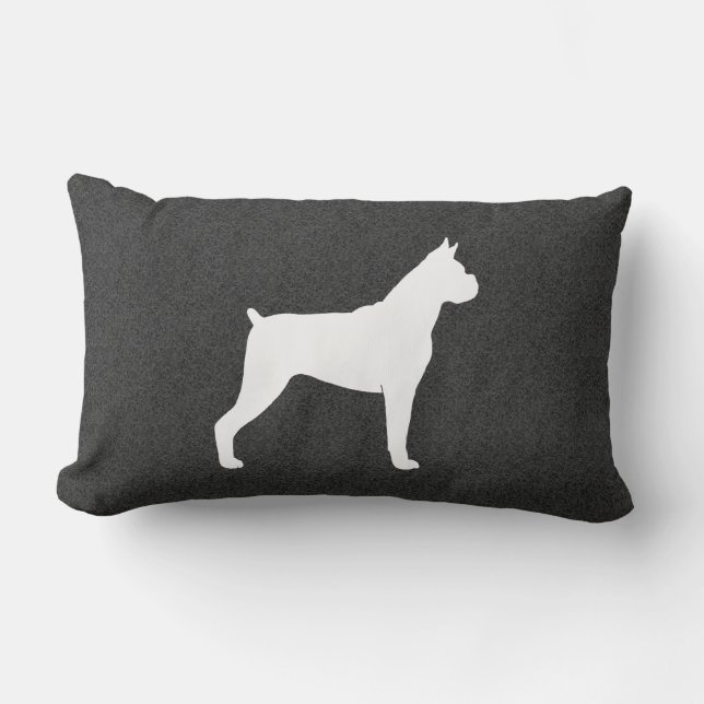 BoxarehundSilhouette (det kantjusterade öron) Lumbarkudde (Framsida)