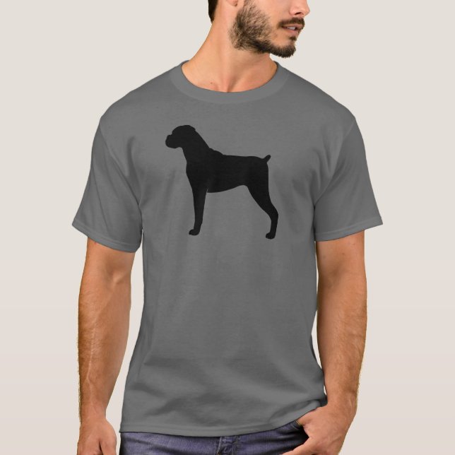 BoxarehundSilhouette med naturligt diskettöron T-shirt (Framsida)