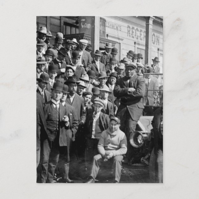 Boxaren Jack Johnson och tränare, tidigt 1900-tal Vykort (Framsida)