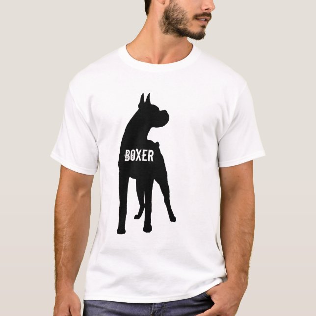 Boxaresilhouette med text (det kantjusterade öron) t shirt (Framsida)