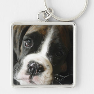 Boxarevalp Keychain Fyrkantig Silverfärgad Nyckelring