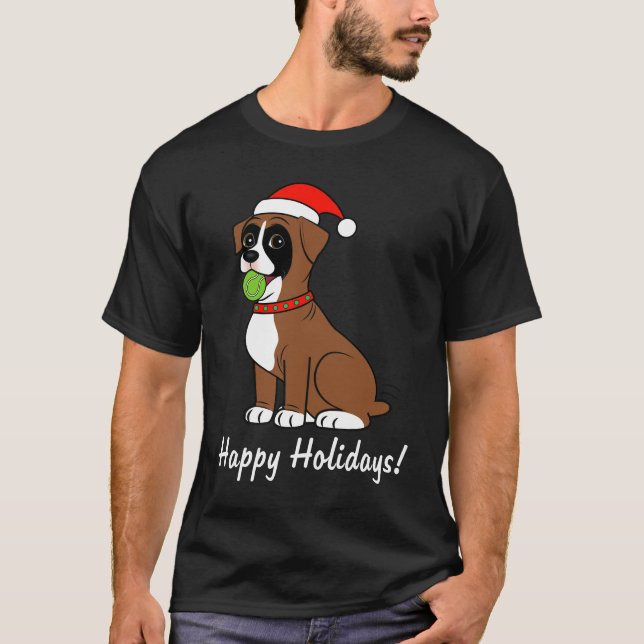 Boxarevalp med Santa hattglad helg T Shirt (Framsida)