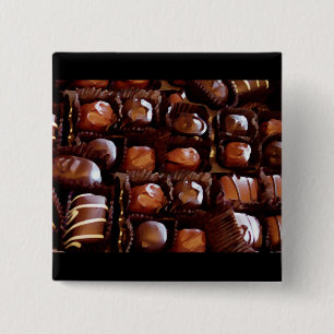 Boxas av choklader, frestande chokladgodis knapp