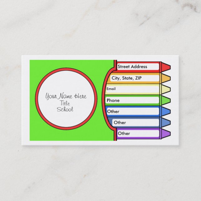 Boxas av kritor visitkort (Framsida)