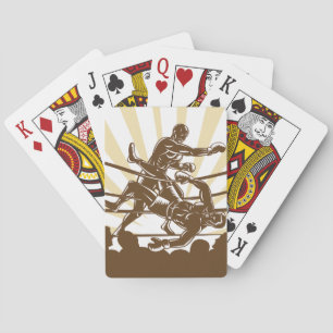Boxas matchen som leker kort spel kort
