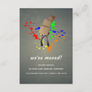 Boxas och målar adressändring för Splatter   Meddelande