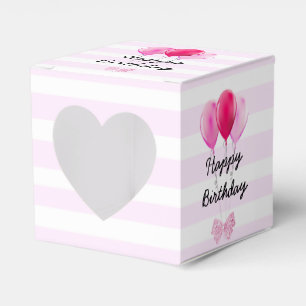 Boxas rosa grattis på födelsedagenballonger för presentaskar