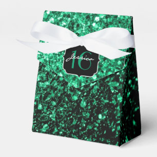 Boxas söt favör 16 för smaragdgröntsparkles presentaskar