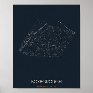 Boxborough Massachusetts Gatukarta Affisch (Natt)