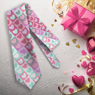 Boxed Hearts Mönster Aqua/Rosa ID629 Slips