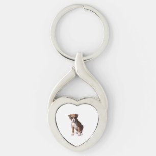 Boxer 1 twisted heart silverfärgad nyckelring