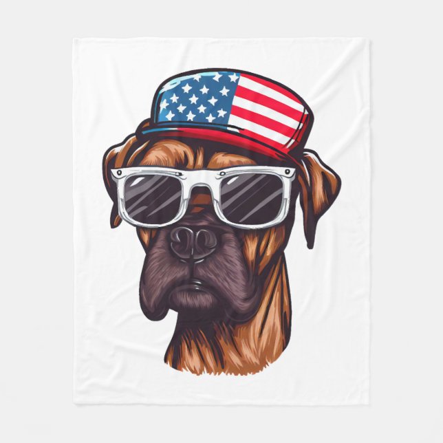 Boxer 4:e juli Party Fleecefilt (Framsidan)