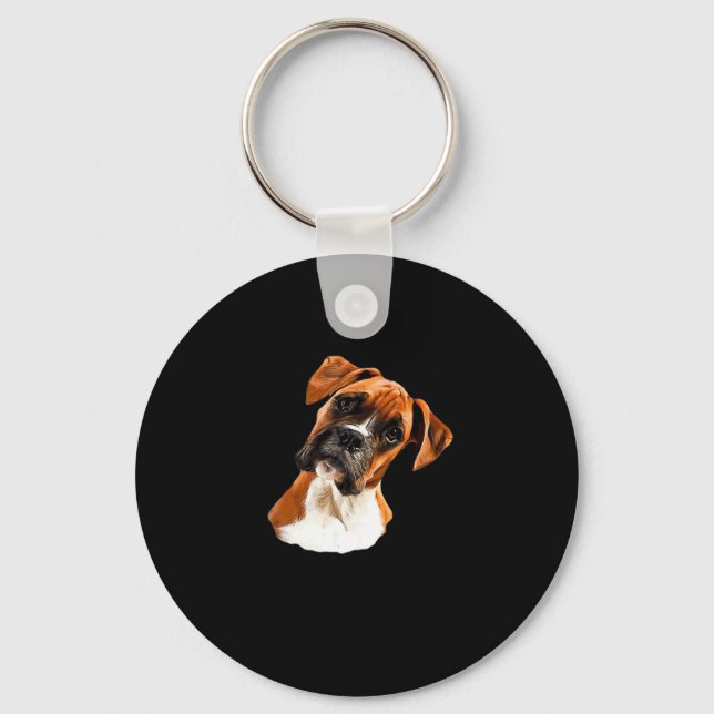 Boxer A Vacker Boxer Head Tilt Classic T-Shirt Nyckelring (Framsida)