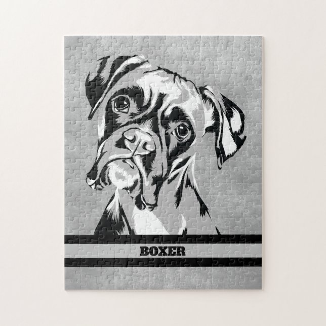 Boxer-Abstrakt, svart och vit konst Pussel (Vertikal)