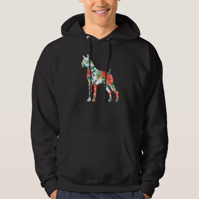 Boxer Aloha Hawaiiansk Hund Hoodie (Framsida)