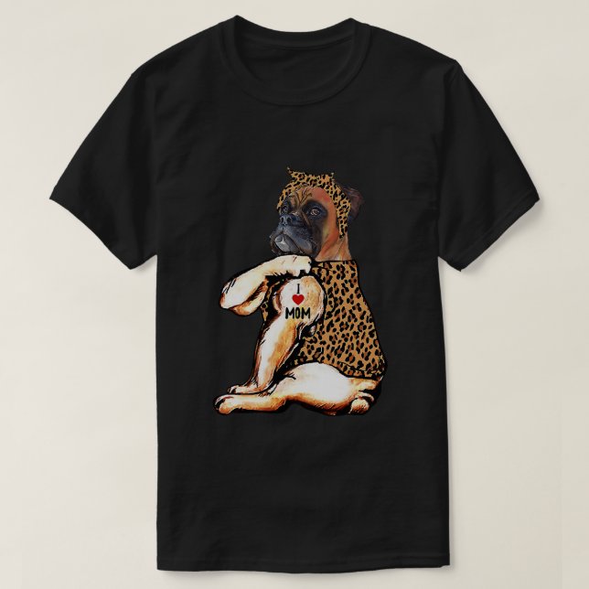 Boxer Älskare I Kärlek Mamma Tattoo Leopard Mors d T Shirt (Design framsida)