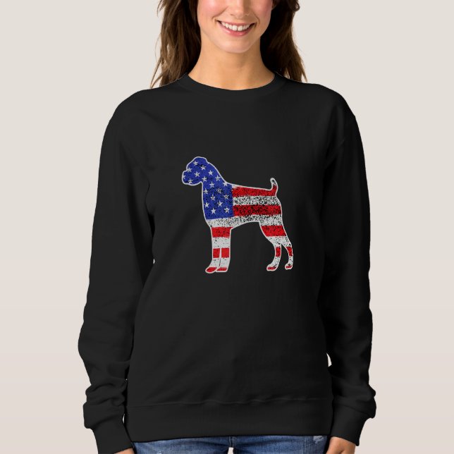 Boxer American Flagga Patriotic Boxer Hund 4:e Jul T Shirt (Framsida)
