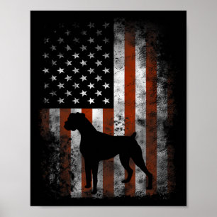 Boxer American Flagga Shirt USA 4:e juli-Hund Gift Poster