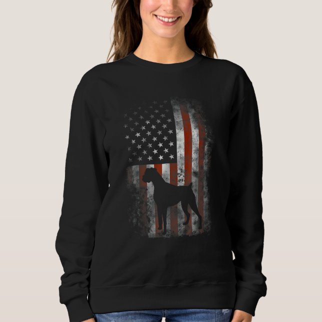 Boxer American Flagga USA 4:e juli Hund T Shirt (Framsida)