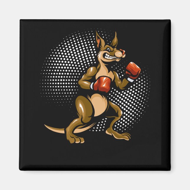 Boxer Animal Roligt Boxing Kangaroo Humor Magnet (Framsidan)