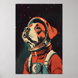 Boxer Astronaut Affisch, Boxer Retro Tryck, Boxer Poster