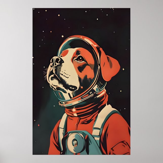 Boxer Astronaut Poster, Boxer Retro Print, Boxer Poster (Framsidan)