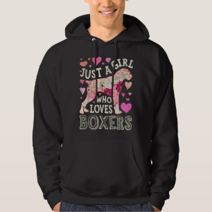 Boxer bara en flicka som Kärlek boxers Hund Flower Hoodie