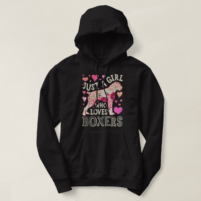Boxer bara en flicka som Kärlek boxers Hund Flower Hoodie (Design framsida)