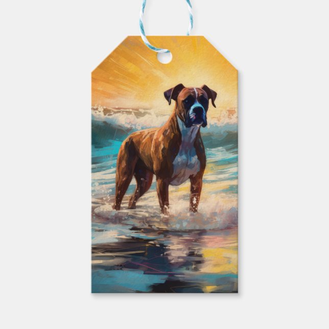 Boxer Beach Surfing Målning Presentetikett (Framsidan)
