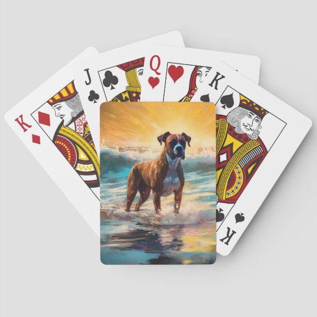 Boxer Beach Surfing Skulptur Casinokort (Baksidan)