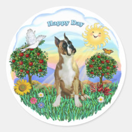 Boxer (beskuren öron) runt klistermärke