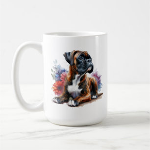 Boxer bland blommorna i vattenfärg kaffemugg