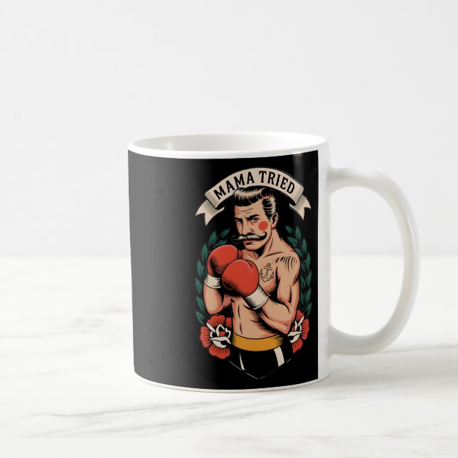 Boxer Boxing American Traditional Tattoo Art Flash Kaffemugg (Höger)
