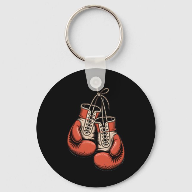Boxer Boxing American Traditional Tattoo Art Flash Nyckelring (Framsida)
