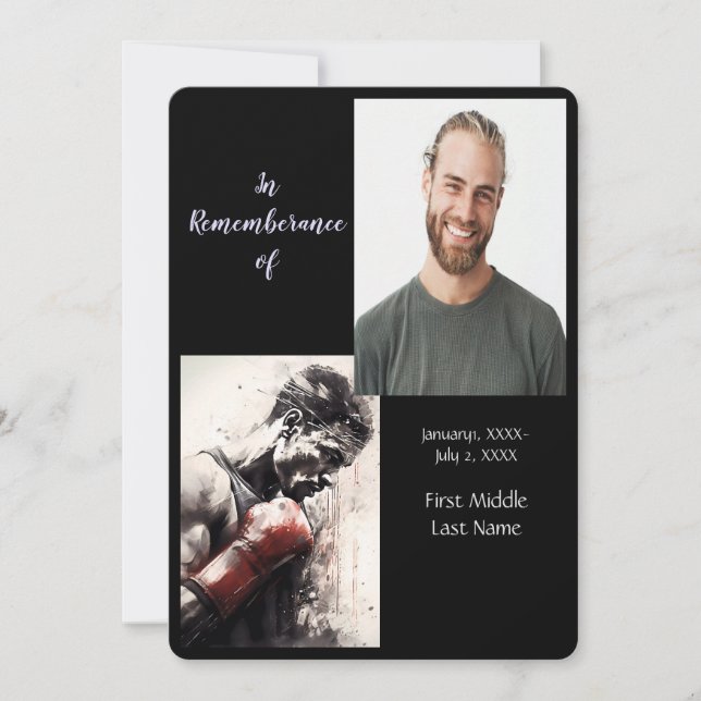 Boxer Boxing för Memorial Service Inbjudan (Framsida)