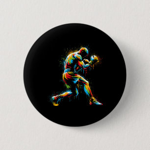 Boxer Boxing Ring Colorful Sport Kickboxer Trainin Knapp